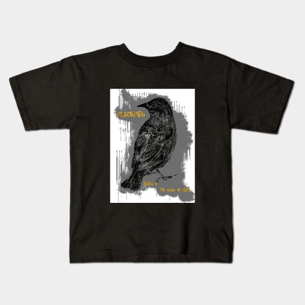 Blackbird singing... Kids T-Shirt by jellygnomes